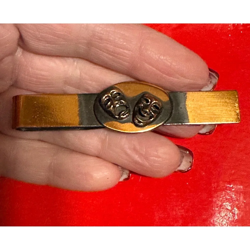 1960's Copper Tie Clasp Comedy & Tragedy Masks Arnold's Original